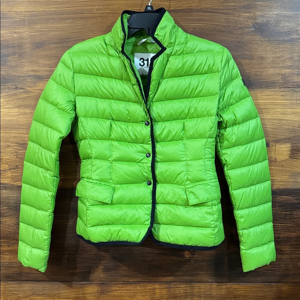 NWOT Sanayi 313 Green Puffer Jacket button fly